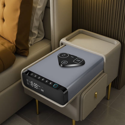 IRONWATCH Vault Pro™ – Biometric Fingerprint Gun Safe with Clock | 3-in-1 Wireless Charging for Phone & Watch | Alarm + Humidity + Temp Screen